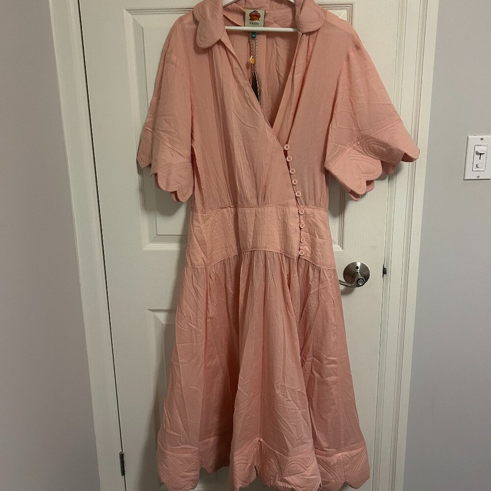 Farm Rio light pink heart detailed midi dress new with tags XS - Picture 4 of 6